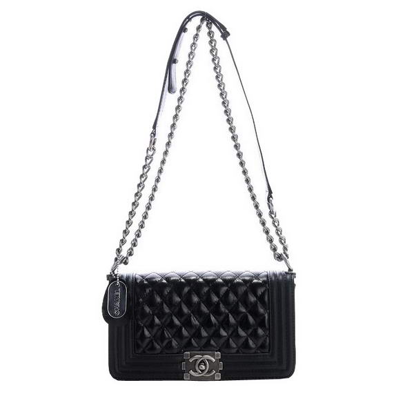 7A Chanel A67086 Black Bright Leather Le Boy Flap Shoulder Bag Hardware Online